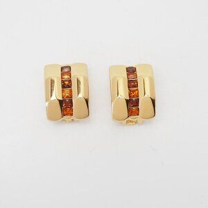 Christian Dior red crystals designer haute couture modernist clip on earrings